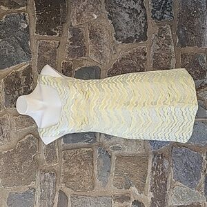 Lilly Pulitzer Adriana Dress Starfruit Yellow and Silver Wing Man Jacquard, 4